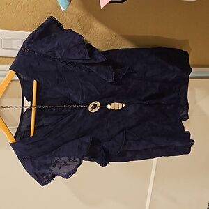 Caslon embroidered ruffle sleeves top